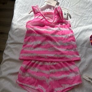 SO Pink & White Tie-Dye Tank Pajama Set